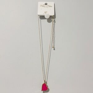 Chic & Chic Heart Pendant‎ Necklace - Gold and Pink NWT